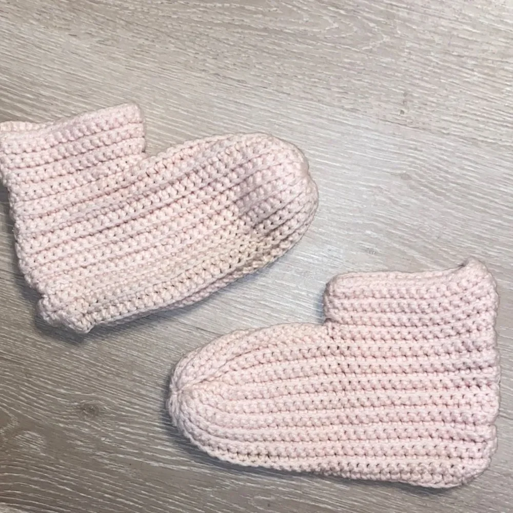 Handmade Cozy Pink Crochet Adult Booties